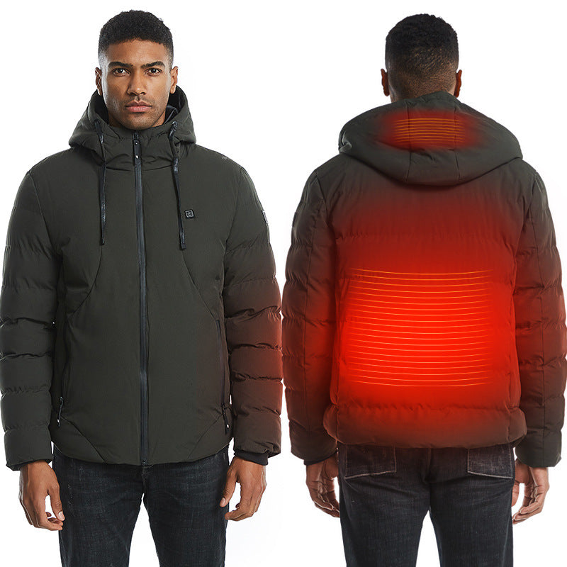 New Men Women Cotton Coat USB Smart Electric Heated Jackets Winter Thicken Down Outdoor Hiking Ski Clothing 7XL