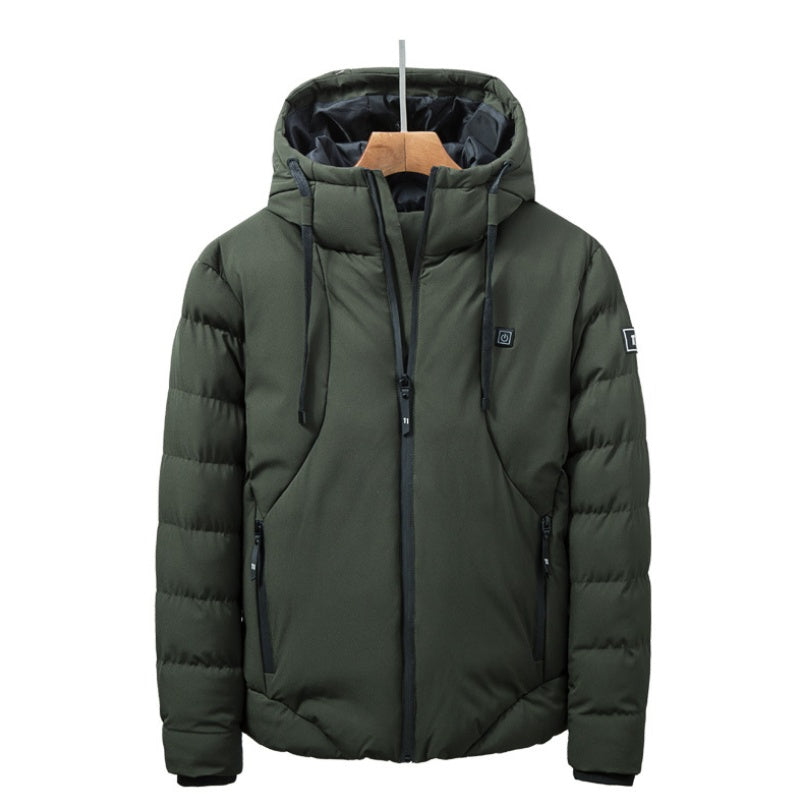 New Men Women Cotton Coat USB Smart Electric Heated Jackets Winter Thicken Down Outdoor Hiking Ski Clothing 7XL