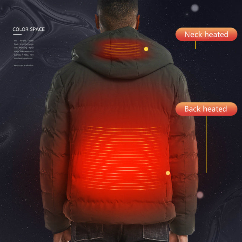 New Men Women Cotton Coat USB Smart Electric Heated Jackets Winter Thicken Down Outdoor Hiking Ski Clothing 7XL